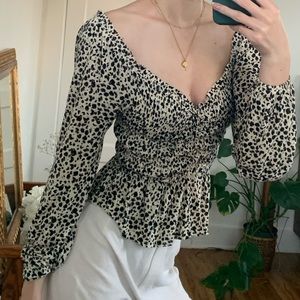 Urban Outfitters Shaina Rayon Ruched Long Sleeve